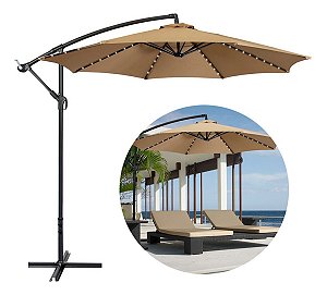 Ombrelone Com Led Guarda Sol De Praia Jardim Lateral 3m