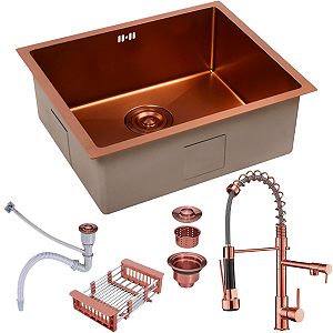 Pia Inox Cuba Gourmet Rose Nano Quadrada Cozinha Luxo 50x45  + Torneira monocomando luxo
