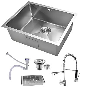 Cuba Gourmet Pia Prata Inox 50x45 + Torneira monocomando