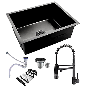 Cuba Gourmet Pia Preta Inox 50x45 + Torneira monocomando
