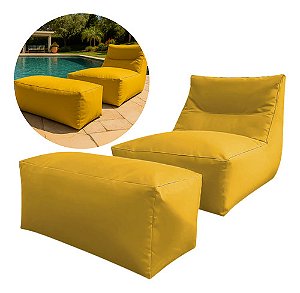 Puff Capa Amarelo Tecido Poltrona Sofá Decorativo Conforto Com Apoio para pés Tecido Poliester Premium
