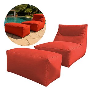 Puff Capa Magenta Tecido Poltrona Sofá Decorativo Conforto Com Apoio para pés Tecido Poliester Premium