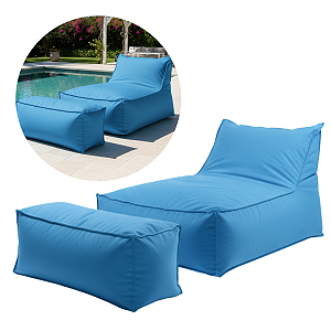 Puff Capa Azul Tecido Poltrona Sofá Decorativo Conforto Com Apoio para pés Tecido Poliester Premium