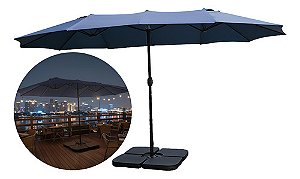 Guarda Sol Duplo Ombrelone Jardim Piscina 4,6 M Com Base Uv