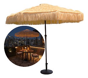 Ombrelone Guarda Sol Central 2,70m Jardim Palha Uv Com Base