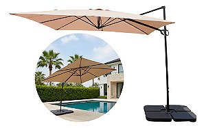 Guarda Sol Roman Jardim Piscina Ombrelone 2,70m Com Base 60l