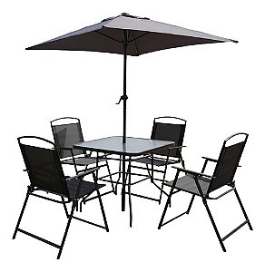 Conjunto Guarda Sol Ombrelone Mesa 4 Cadeiras Piscina Jardim