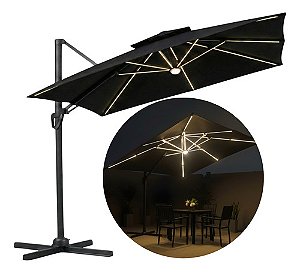 Guarda Sol Roma Ombrelone 2,5m Piscina Jardim Lateral C/ Led