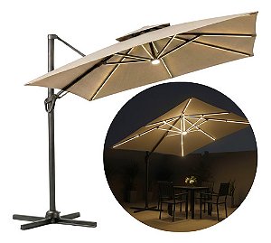 Guarda Sol Roma Ombrelone 2,5m Piscina Jardim Lateral C/ Led