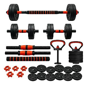 Kit Halteres 6 Em 1 Até 40kg Ajustável Halteres Kettlebell