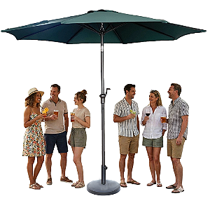 Kit Guarda Sol Ombrelone 3m com Base 12kg Jardim Piscina Verde Escuro