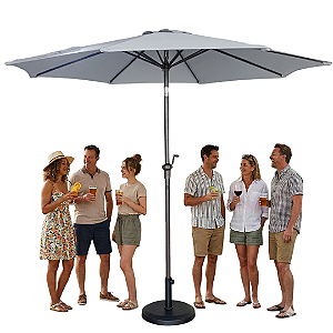 Kit Guarda Sol Ombrelone 3m com Base 12kg Jardim Piscina Cinza Escuro