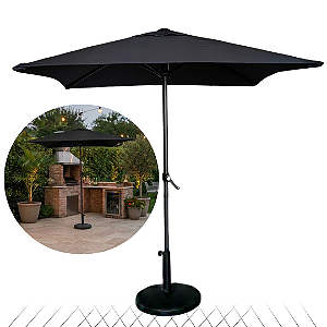 Ombrelone Guarda Sol 2m Quadrado Com Base Jardim Piscina Cinza Escuro