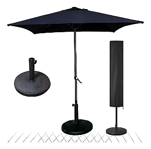 Kit Guarda Sol 2m com Base 12kg e Capa Protetora Jardim Piscina Azul Escuro