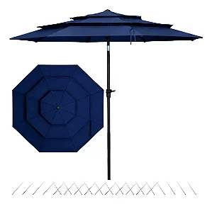 Guarda Sol Central Revomax 2,70m para Praia e Piscina Azul Escuro