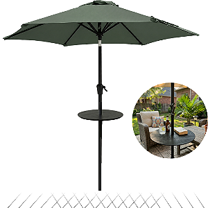 Ombrelone Central 2,30 Metros Jardim Piscina com Mesa Verde Escuro