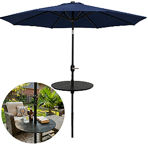 Kit Ombrelone 2,70m Central Mesa Para Praia Jardim Azul