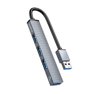 Hub de Aluminio 4 Portas USB 2.0 e 3.0 Orico - AH-A13 - Cinza