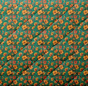 M045 - Matelassê Flores Laranja