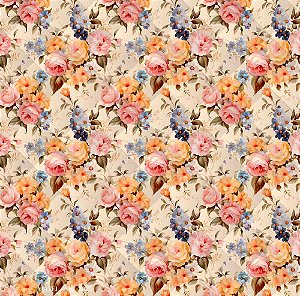 M059 - Matelassê Floral Bege
