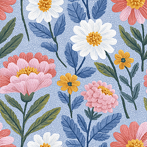 D1947 - Flores Azul Voando em Azul