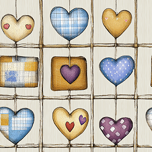 D2219 - Bichinhos Blue Lavender Corações Patch