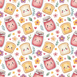 D2394 - Lanche da Tarde Kawaii Pão e Geléia