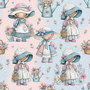 D2593 - Sunbonnet Pastel Bonecas e Sombras