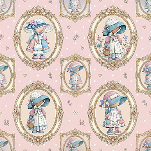 D2594 - Sunbonnet Pastel Bonecas na Moldura