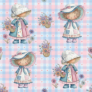 D2597 - Sunbonnet Pastel Bonecas e Flores