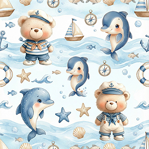 D2600 -Baby Sea - Ursinhos e Golfinhos