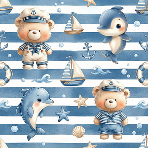 D2601 - Baby Sea - Ursinhos e Golfinhos Listrado