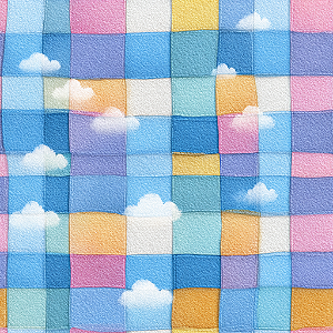 D2628 - Cute Sky Nuvens em quadrados