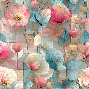D2653 - Flor de Vidro Flores e Botões