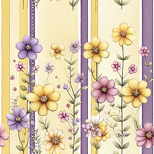 D2675 - Spring Lavender Flowers and Stripes