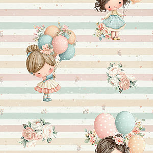 D2693 - Dolls and Balloons Stripes