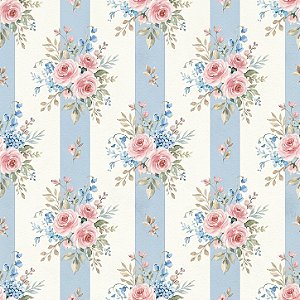 D2851 - Pastel Dream Rosas e Listras Azuis