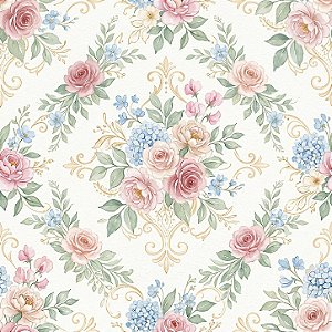 D2854 - Pastel Dream Rosas e Arabescos