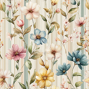 D2759 - Pastel Floral Flores e Listras