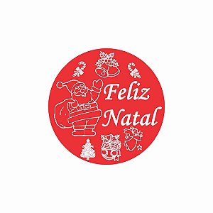 Etiqueta decorativa - Feliz natal - Papai noel Vermelho e Branco