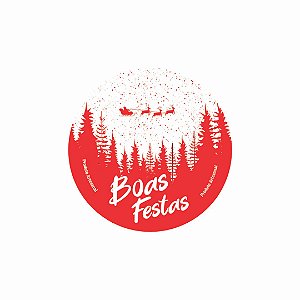 Etiqueta decorativa Boas festas - Floresta Vermelho