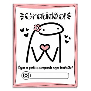 Cartão de agradecimento C/100 Gratidão flork com borda rosa