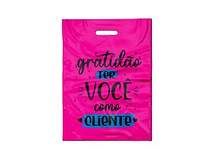 Sacola Boca Vazada  40X50 C/50 UND Pink - Gratidão ter você como cliente C/ mancha