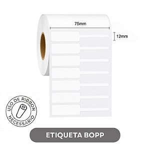 Etiqueta adesiva para Jóias e óculos - BOPP ou Plastificada - 75x12MM