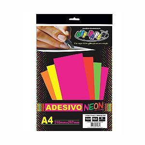 Pacote Papel Adesivo Neon Pink  A4 100g C/20 Folhas