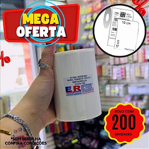 6 Rolos de etiqueta adesiva Térmica 100x150  (C/ 200 unidades por rolo)