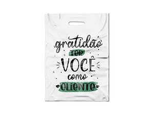Sacola Boca Vazada 15x20 C/50 UND Branca - Gratidão com Mancha