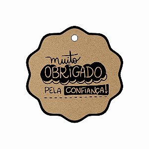 Tag Papel Kraft 4,5x4,5 - Muito Obrigado C/ 120 UND