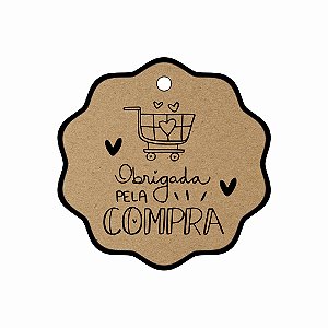 Tag Papel Kraft 4,5x4,5 - Obrigada Pela C/ 120 UND