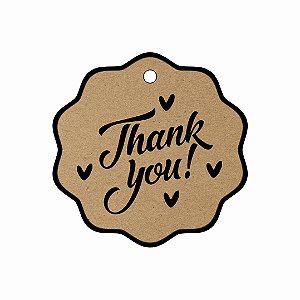 Tag Papel Kraft 4,5x4,5 - Thank You C/ 120 UND